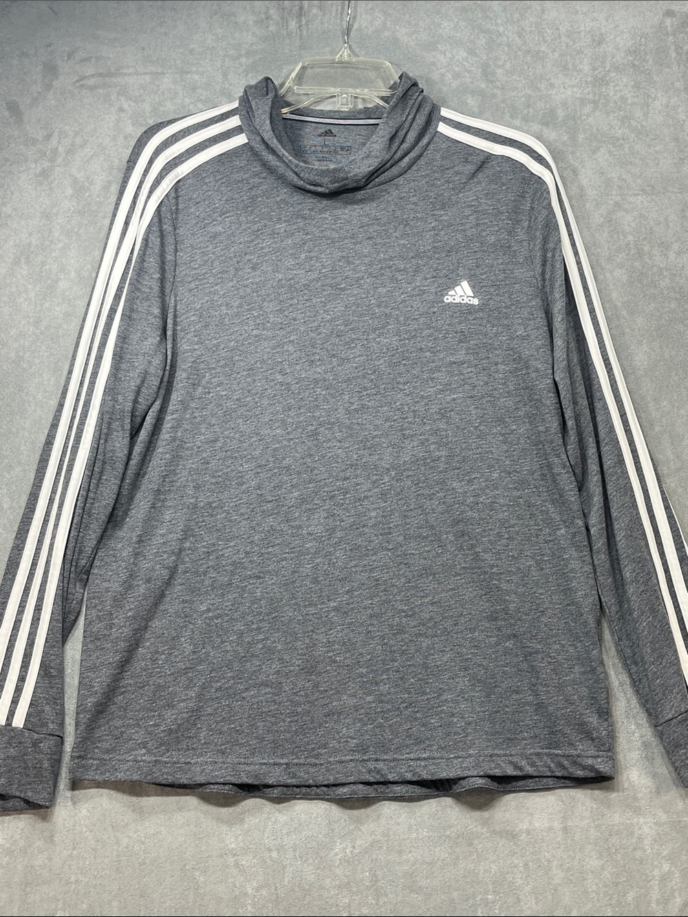 Adidas Climalite Women’s L Gray 3 Stripe Lightweight Hoodie